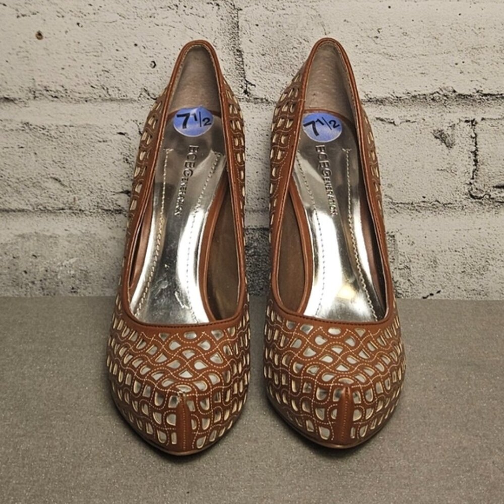 Bcbgeneration Brown Cutout Metallic Platform Stil… - image 4